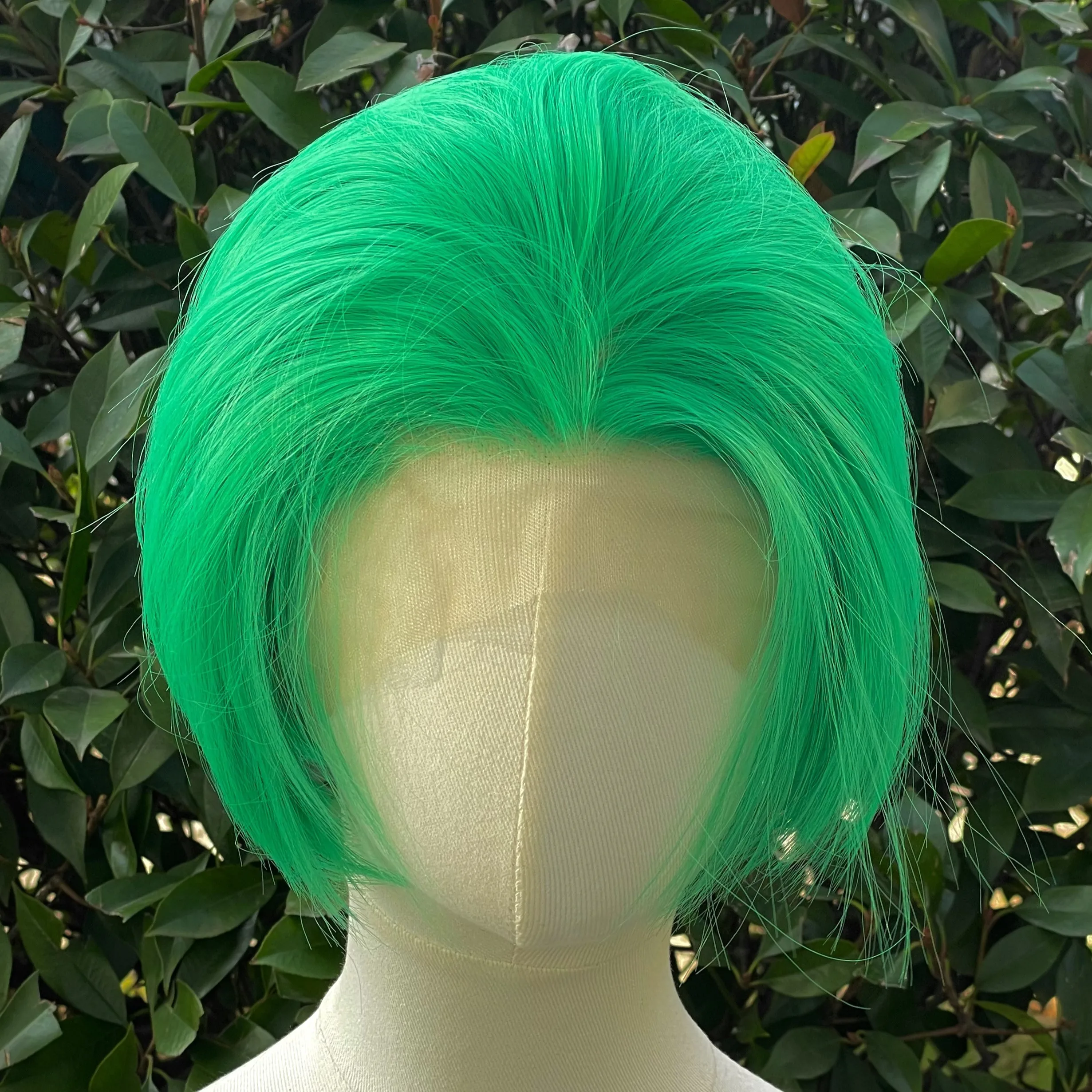 Light Green Short Bob Cut for Women Cosplay 13x4 Lace Front Wigs for Men Glueless Synthetic Hair Heat Resistant Free Part 150%