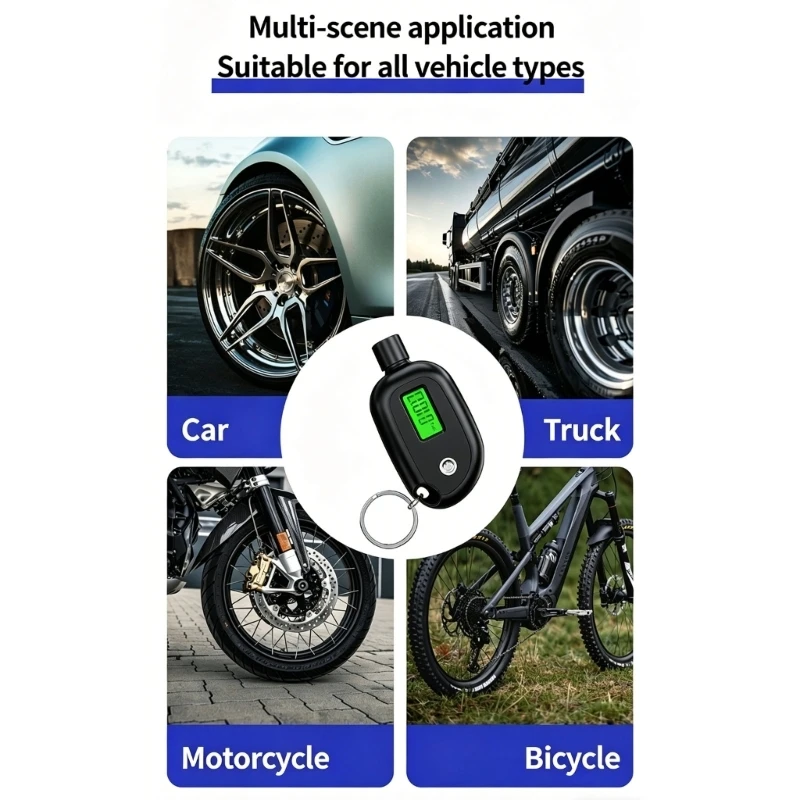  Car Tire Pressure Checker LCD Screen 4 Measurement Mode Air Pressure Tester