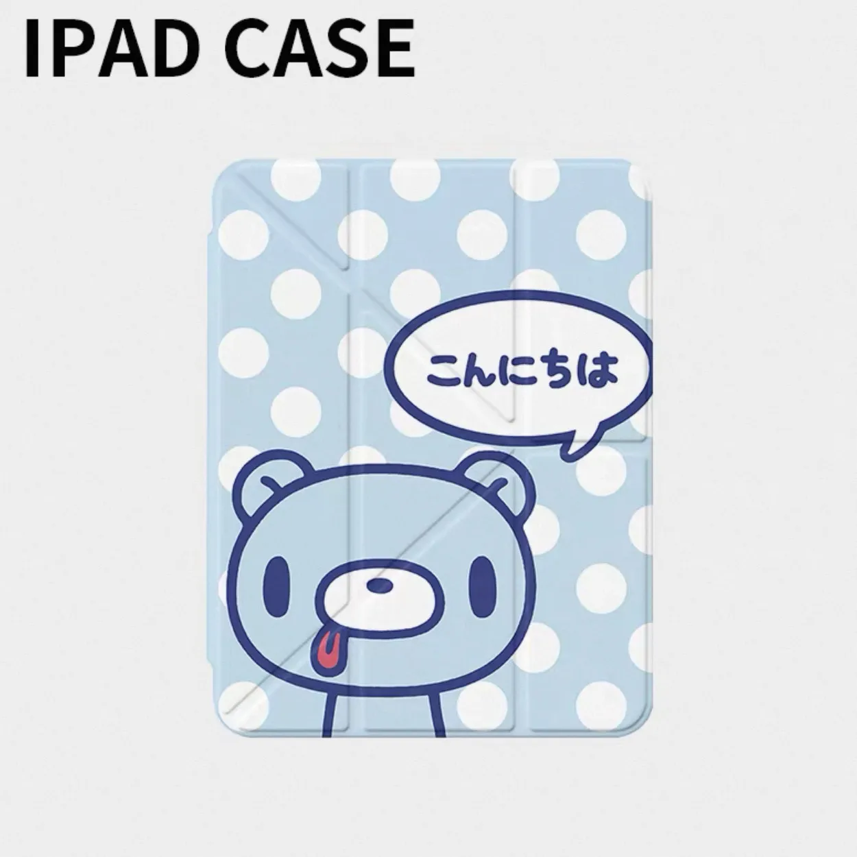 Lovely White Polka Dots Rotating Stand Tablet Cover for 2024 IPad Pro 13 11in M4 Air 11-in 13-in M2 IPad 10th Gen 10.9 Air 4/5
