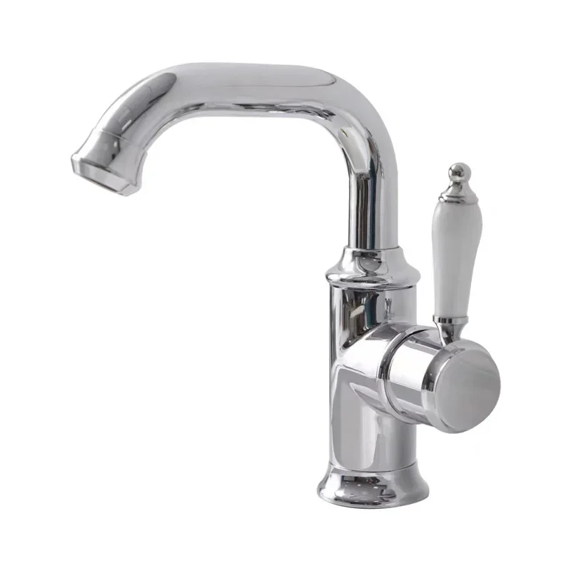

French retro faucet, all-copper European classical gold faucet, washing table basin under the counter, creative hot and cold