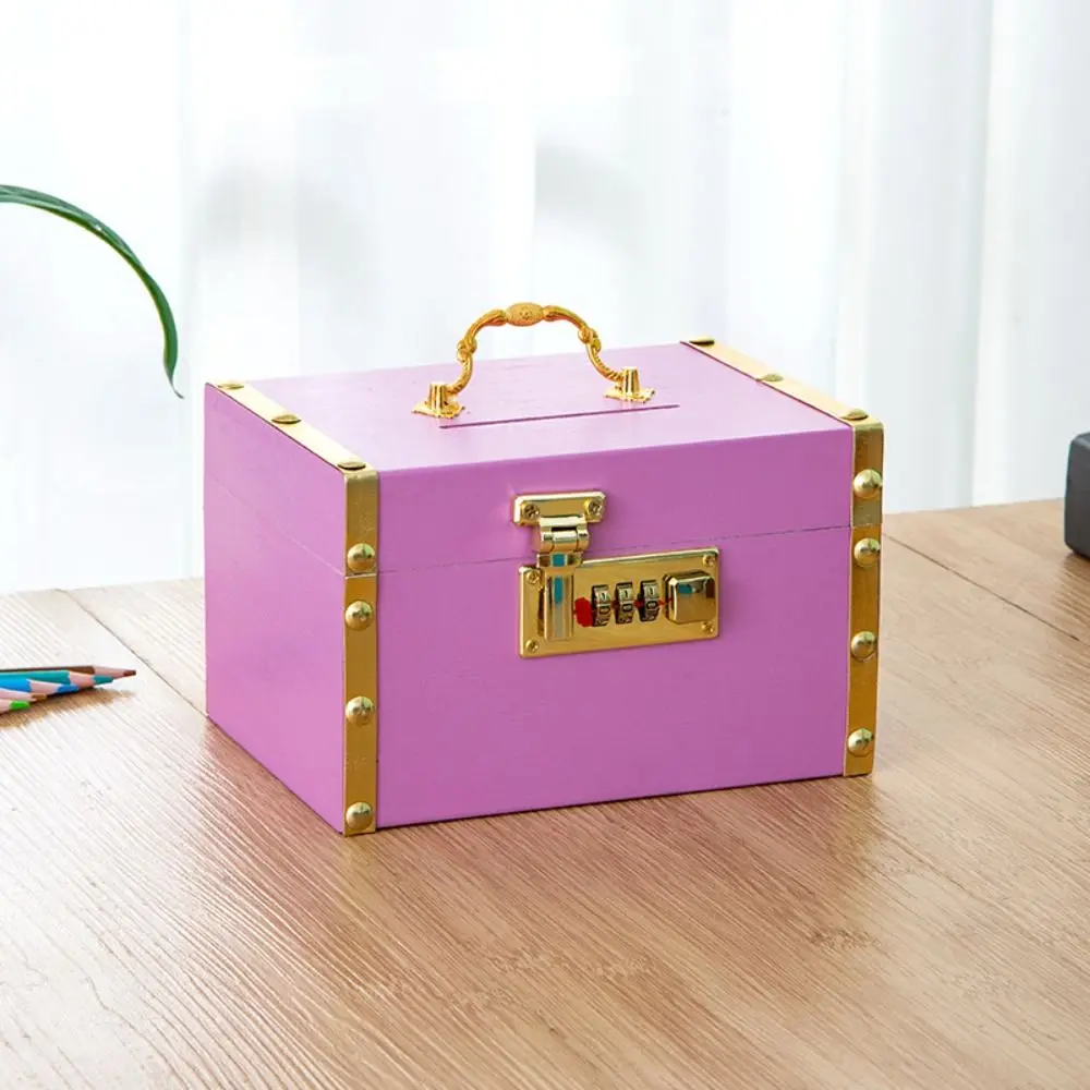 

Vintage Pink Wooden Coin Jar Safe Unbreakable Lovely Saving Pot Decorative Cash Box Desktop