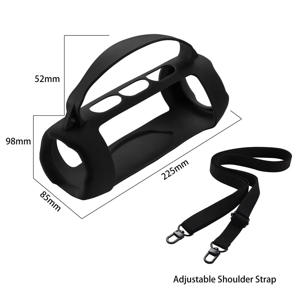

Silicone Cover Case Shockproof Travel Carrying Protective Soft Skin with Shoulder Strap for JBL Charge 5 Wi-Fi Wireless Speaker