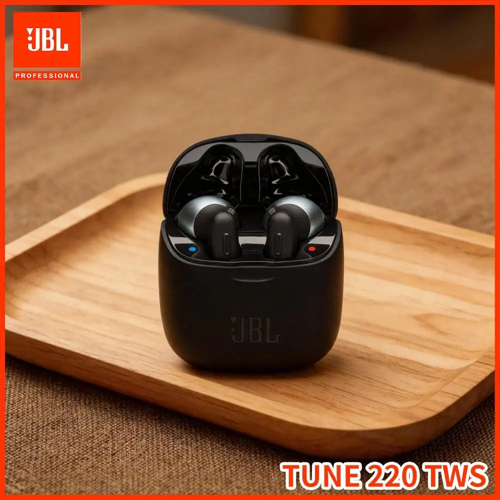 JBL Tune220TWS Bluetooth5.0 True Wireless Earphones JBL Pure Bass Sound Portable Charging Case Light‑Weight Comfort Fit Headset