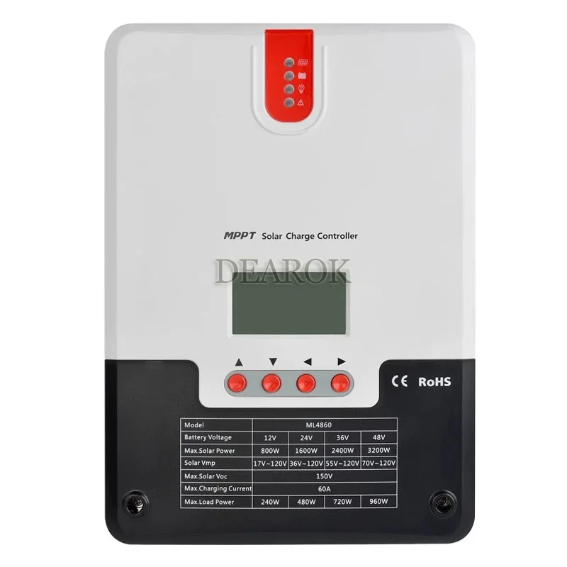 20A-60A Solar Controller MPPT12V24V LCD Display Lithium Battery Lead-Acid Universal Type Solar Controller