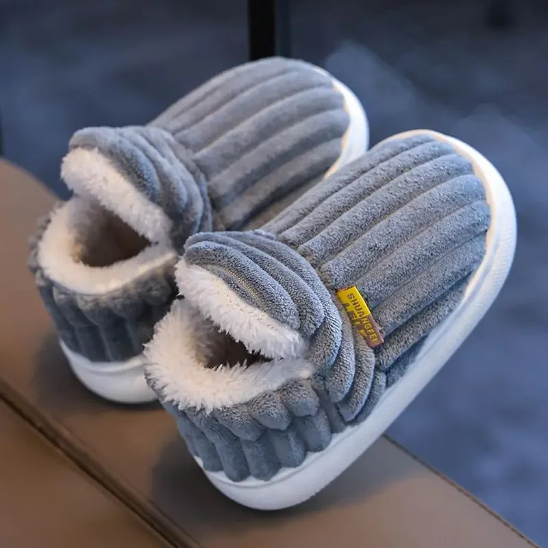 Winter Boys Cotton Shoes Plush Warm Innerwear Girls and Boys Parent-child Shoes Children Fur Anti Slip Cotton Slippers