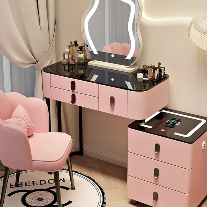 

2025 new dressing table, solid wood makeup table, bedroom, modern smart chest of drawers, integrated light luxury and