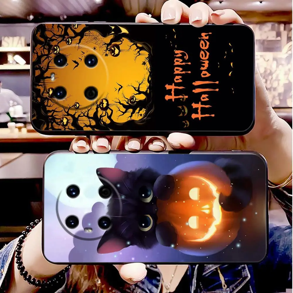 Phone Case For HUAWEI P20 P30 Y6P Y7 Y9 NOVA 2I 3I 7I 8I 9SE HONOR 8X 9X X7 X7A X8 X9A 20 90 Case Happy Halloween Cat Bat Witch