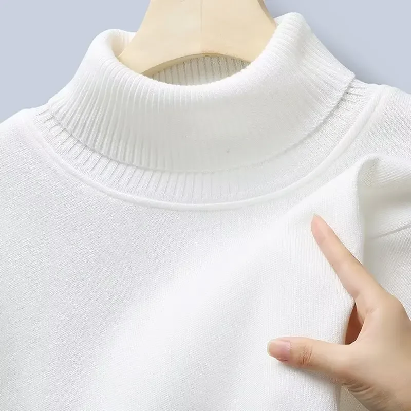 

Soft Cozy Half High Collar Men Women Fleece Pullover Sweater Mid Autumn Winter Fashionable Knitted Base Shirt Slim Fit Crew Neck