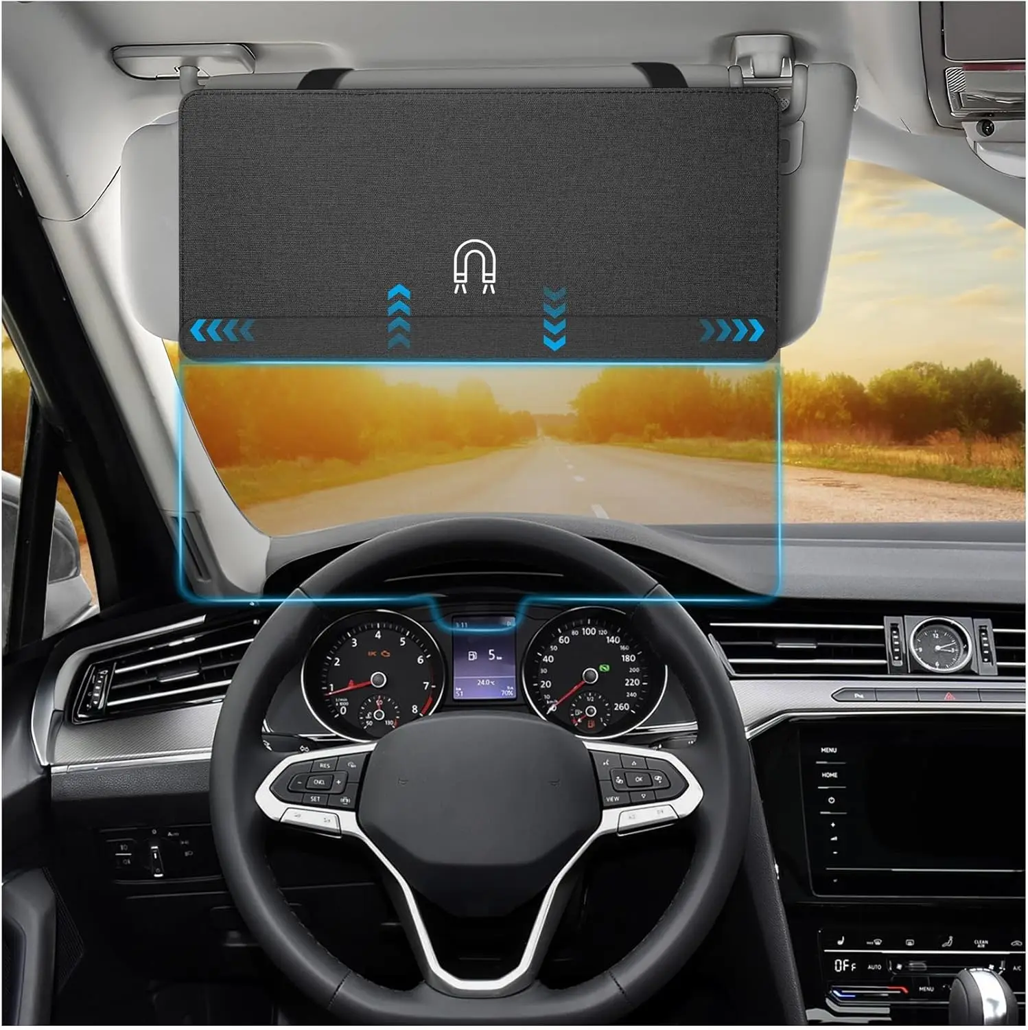 

Sun Visor Extender for Car, Sun Blocker with PC Sunshade Lens, Magnetic Mounting Adjustable Position，Universal for Car, SUV