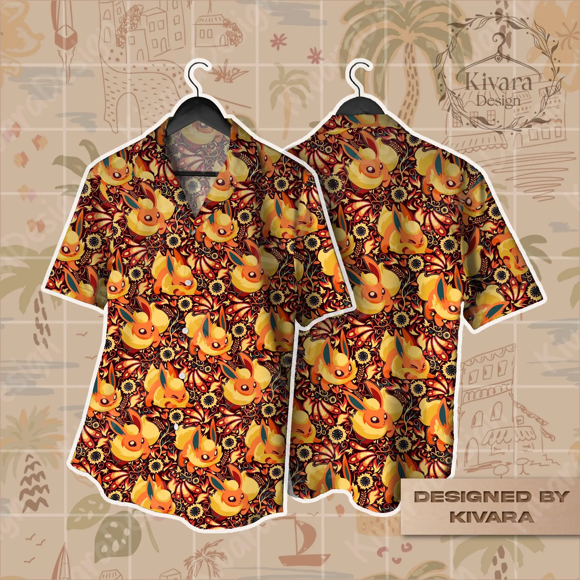 camiseta-flareony-evolution-hawaiian-shirt-pokemon-anime-flareon-camiseta-grafica-de-verao-masculina-roupa-infantil-camiseta-y2k-feminina-﻿