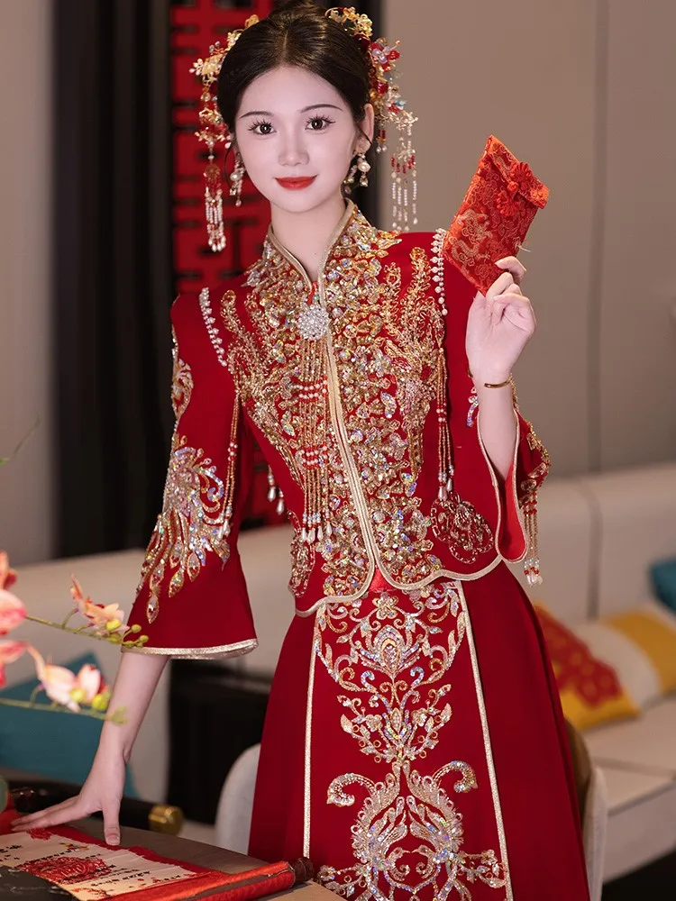 

Velvet wedding dress new toasting Chinese-style