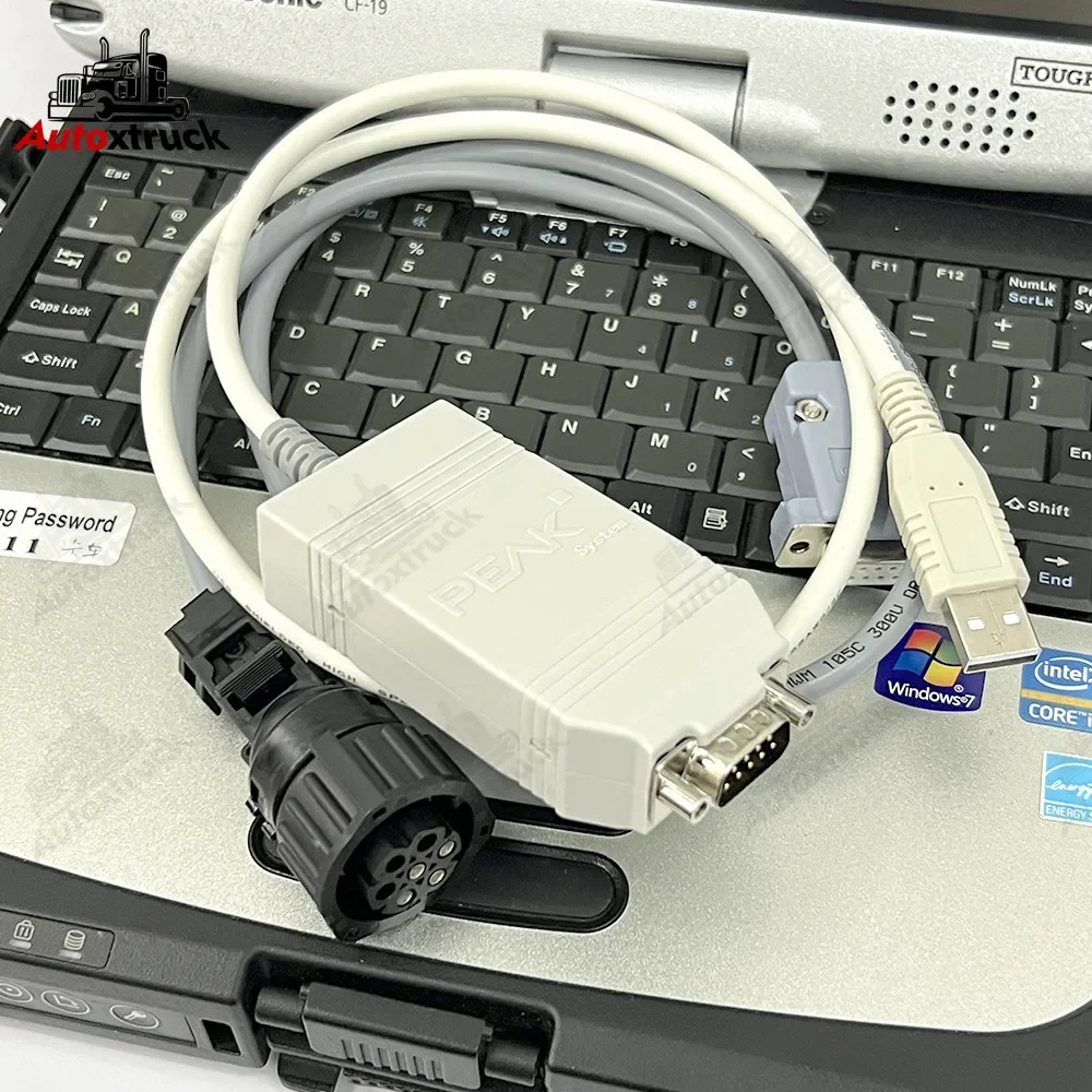 For Linde Cable VNA Series PEAK PCAN-USB with CF19 Laptop Diagnosis cable Forklift Crown automotive Diagnostic tool