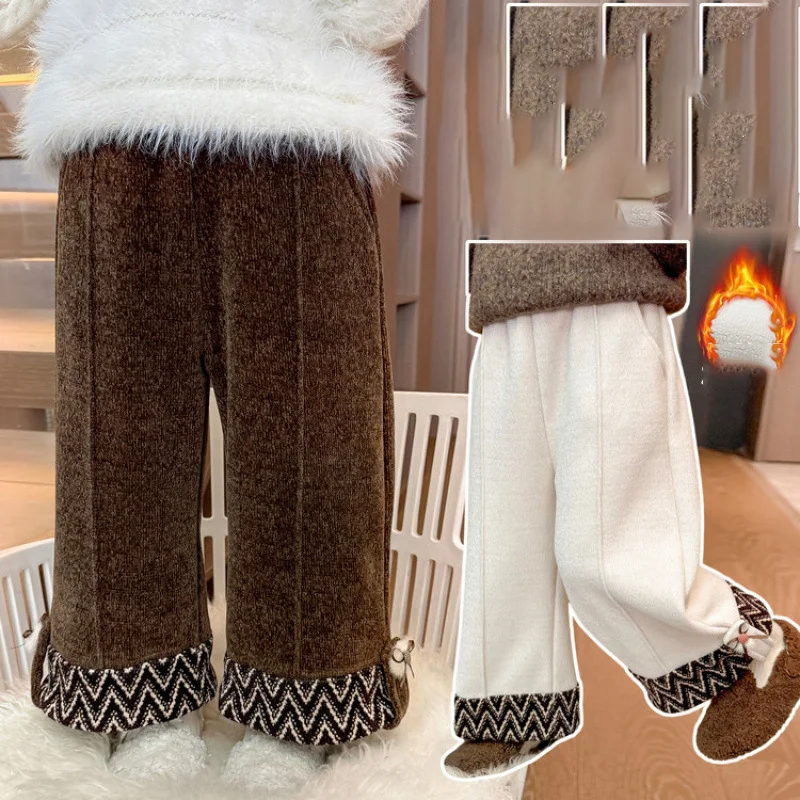 

Hot Girl Winter Wide-Leg Pants Autumn Thickening Casual Straight-Leg Pants Clothing Child Versatile Kawaii Fashion New Homewear