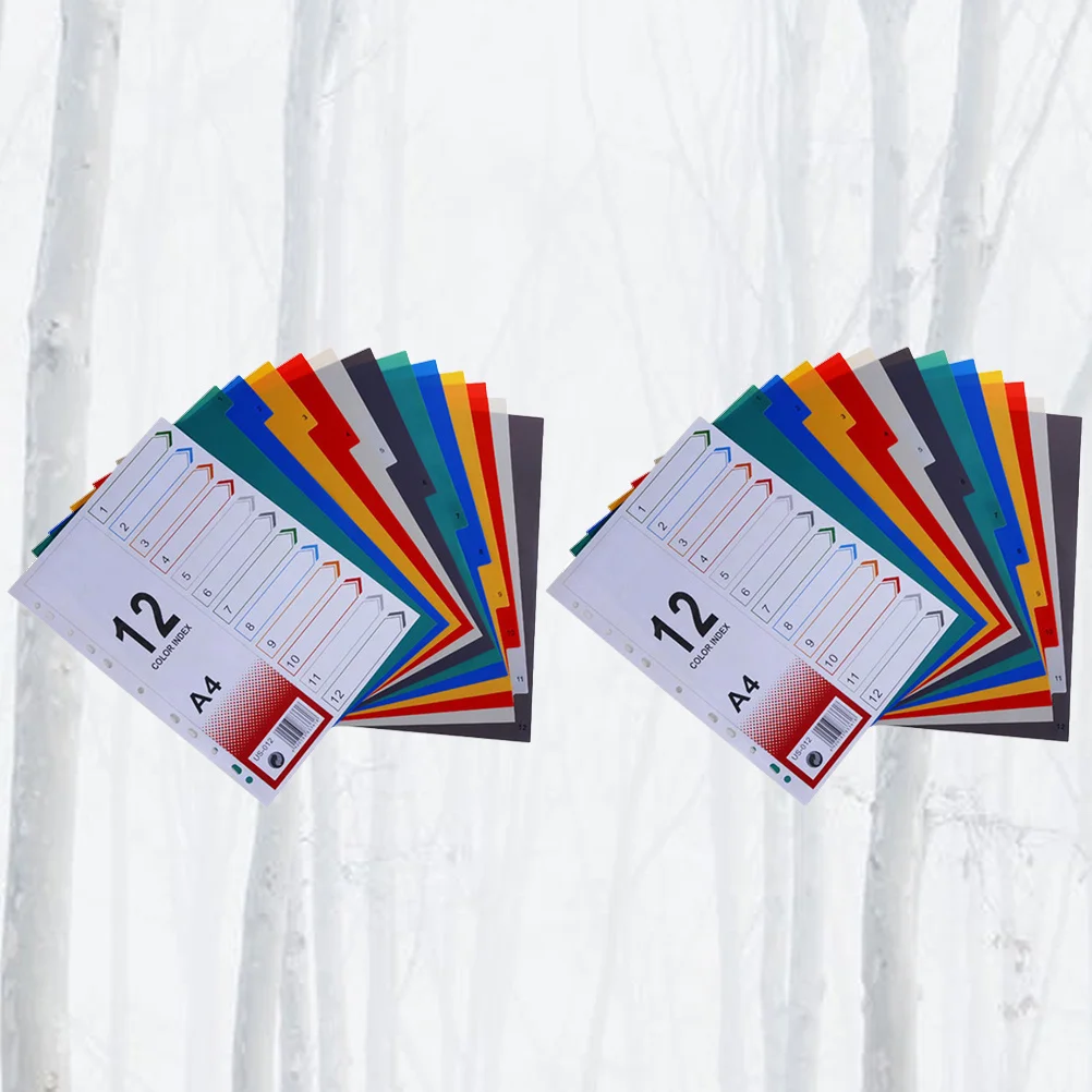 2pcs A4 Index Page Divider Refills For A5 6-Ring Binder Extra Wide Tabs Sheet Protector Compatible With Tab Cards Label