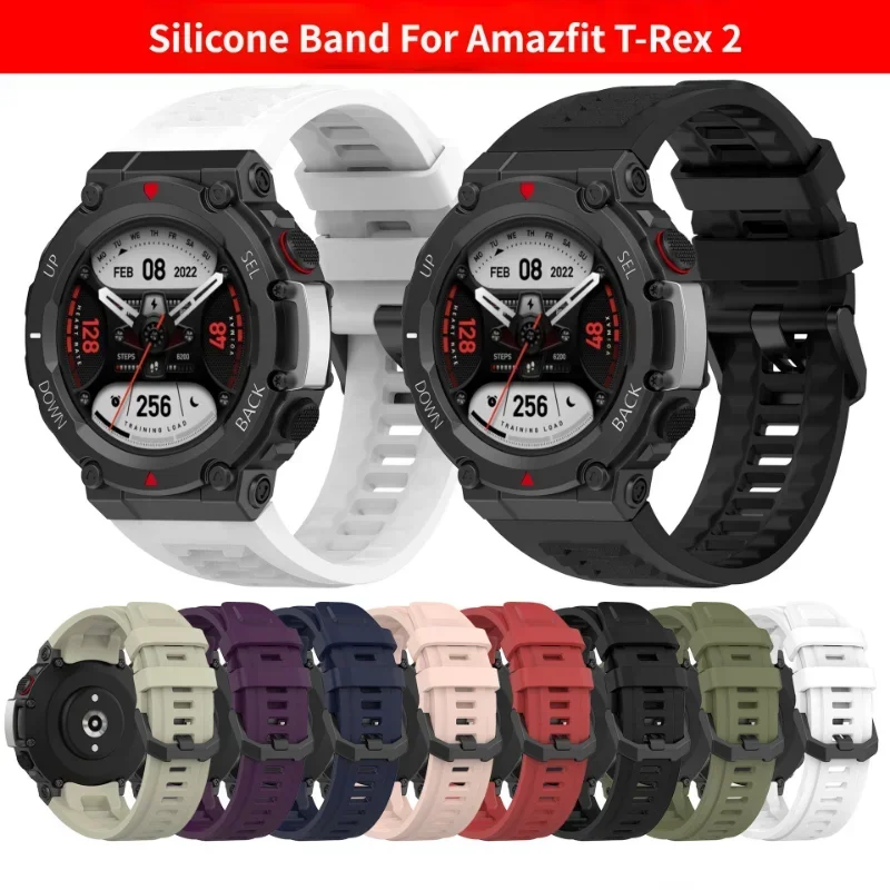 

Silicone Watch Band for uami Amazfit T-REX 2 Smart Watch Strap Watchband T-Rex2 Sport Bracelet Wristband correa