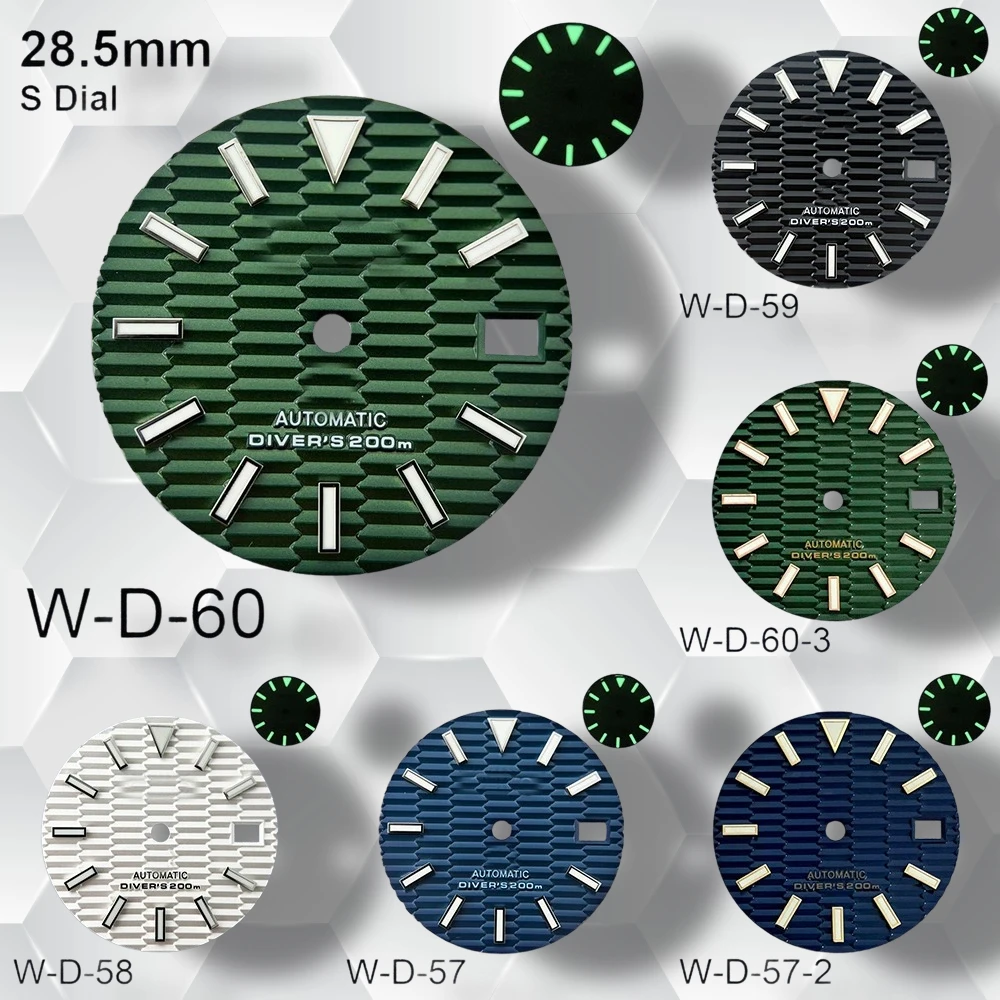 

28.5mm S Logo Slope Dial Suitable for NH35/NH36/7S/4R Movement Green Luminous High-Quality Watch Modification Accessories