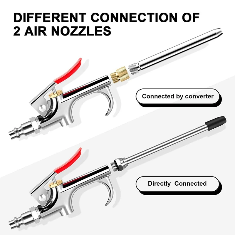 Juego de Herramientas de soplado de boquilla de aire de conexión bidireccional, 13 piezas, con ajuste rápido 1/4 estándar, para inflado de aire y desplume de piezas de repuesto