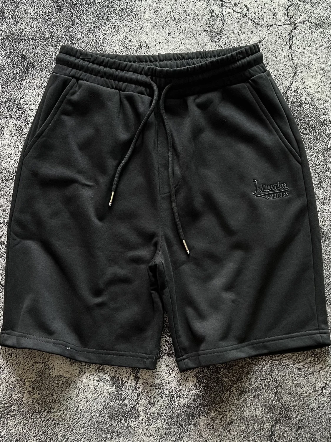 

Loose Fit American Casual Embroidered 320g Summer Fce Dstring Sport Pants Men mid Waist Five Length Trendy