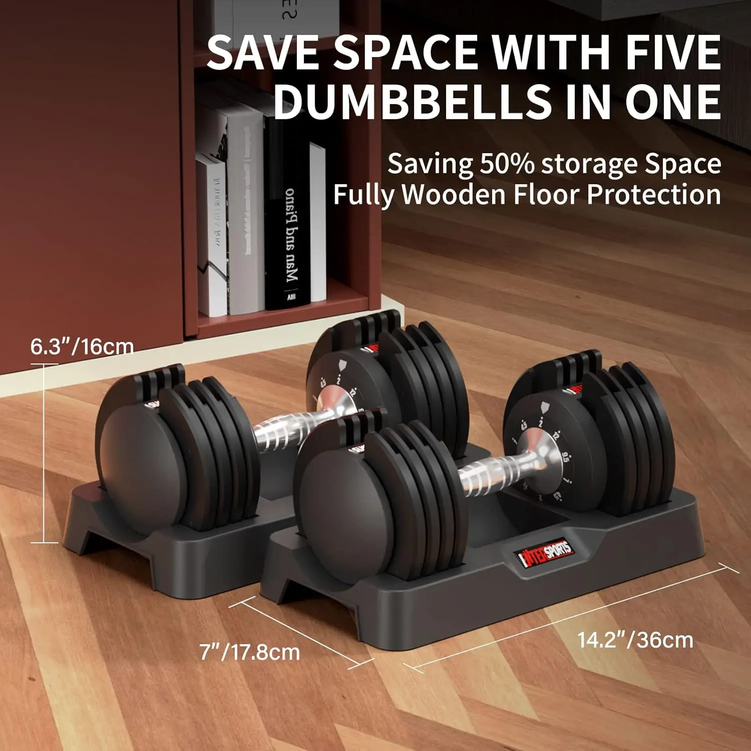 12kg/18KG Adjustable Dumbbells Adjustable Dumbbell Set for Saving Place, Dumbbells Adjustable with Non-Slip Handle 5 Weight Leve