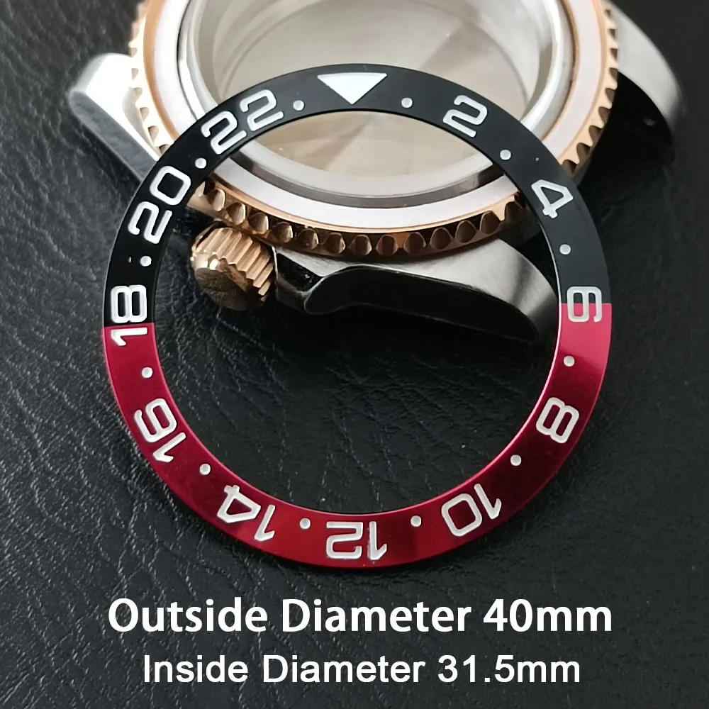 Schräge 40 mm * 31,5 mm grüne/schwarze/rote/blaue Keramik-Lünetteneinlage für Uhren, zum Ersetzen des Zifferblatts, Uhrenlünetteneinlagen