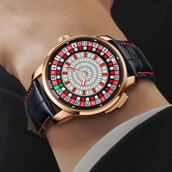 BONEST GATTI Men Automatic Watch 43mm Mechanical Wristwatch Sapphire Mirror Luminous Rotatable Diamond Roulette Game Dial
