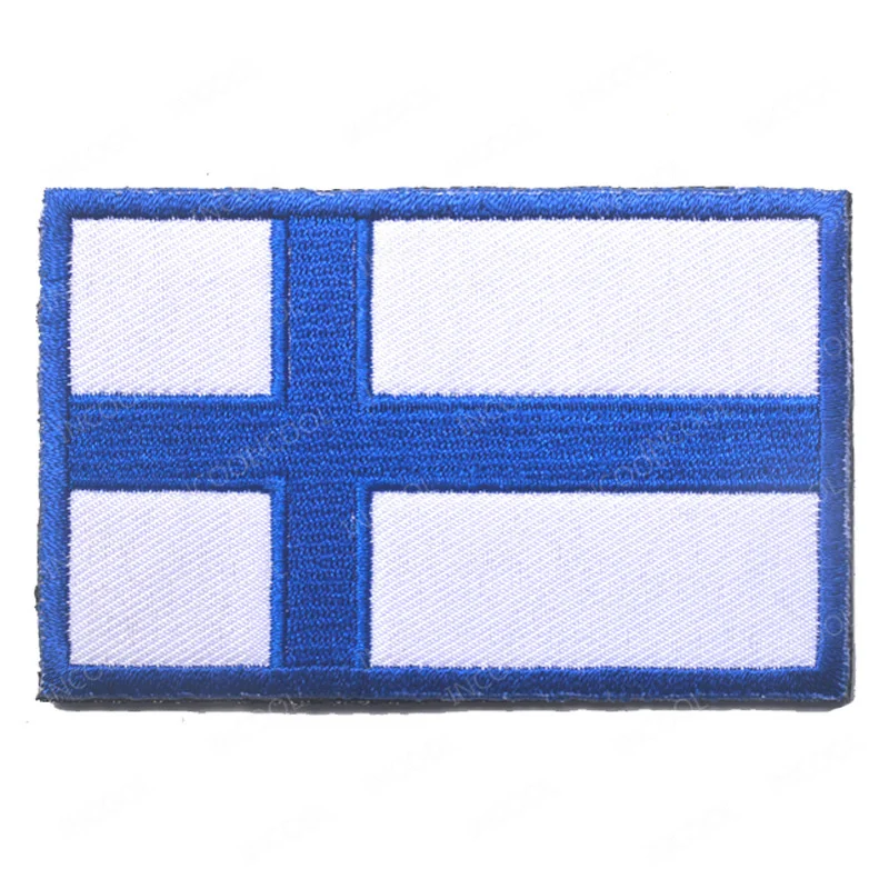 Finland Flag Embroidered Patch PVC Rubber FIN Suomi Patches Appliqued Shoulder Patch