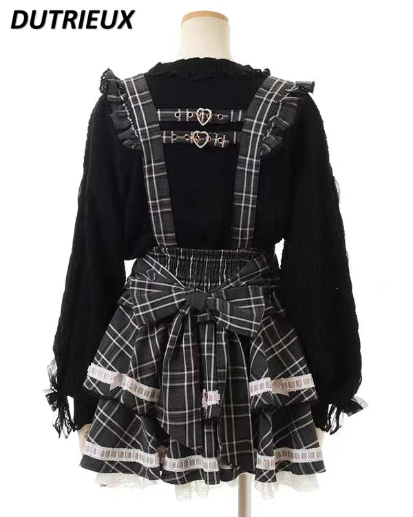 Japanse Mijn Stijl Lolita Kant Boog Korte Band Rok Zoete Leuke Meisjes Veelzijdige Hoge Taille Lace-Up Taille Stroken mini Rokken