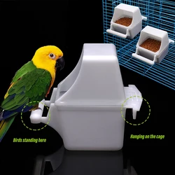 Bird Food Water Bowl Dual Feeding Cup Bird Pigeons Canary Cage Feeder Parrot Pet Aviary Hanging Stand Drinker Box Container