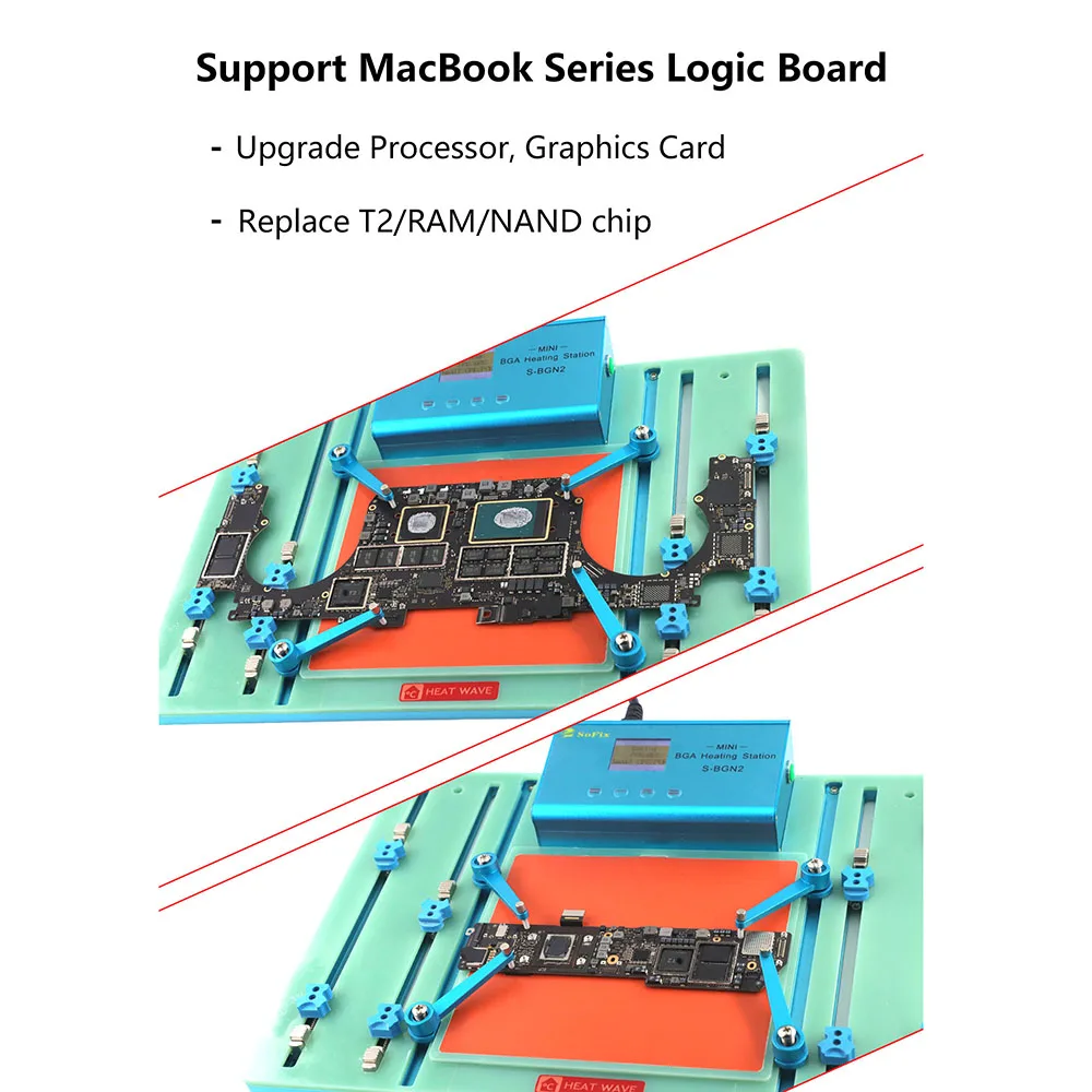 SoFix S-BGN2 Mini BGA Heating Station For Macbook Pro Logic Motherboard Heat Solder Welding T2 Chip Glue Removal Fix Repair Tool