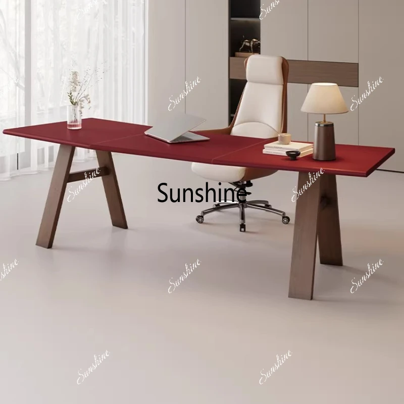 

Italian minimalist solid wood women's computer desk curved president's office home study workbench