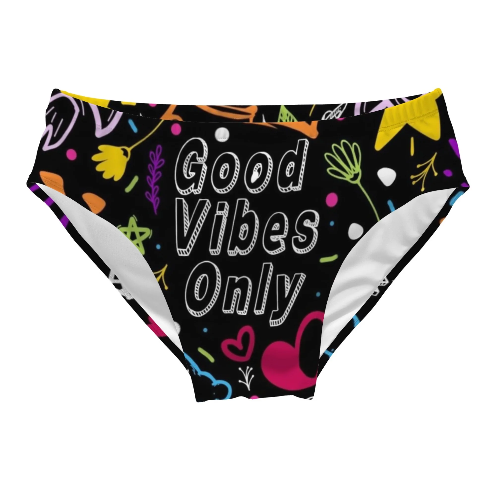 Positive Energy Copy Print Men's Swim Trunks Beach Shorts Sexy Bikini Briefs Lightweight Breathable Swimwear Pool Party Gift
