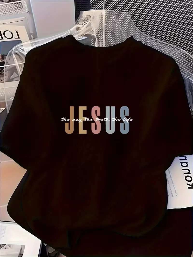 Christian T Shirt Women Men Jesus The Way Truth Life T-Shirt Graphic T Shirts Vintage T Shirt Camisetas Travel Daily Wear