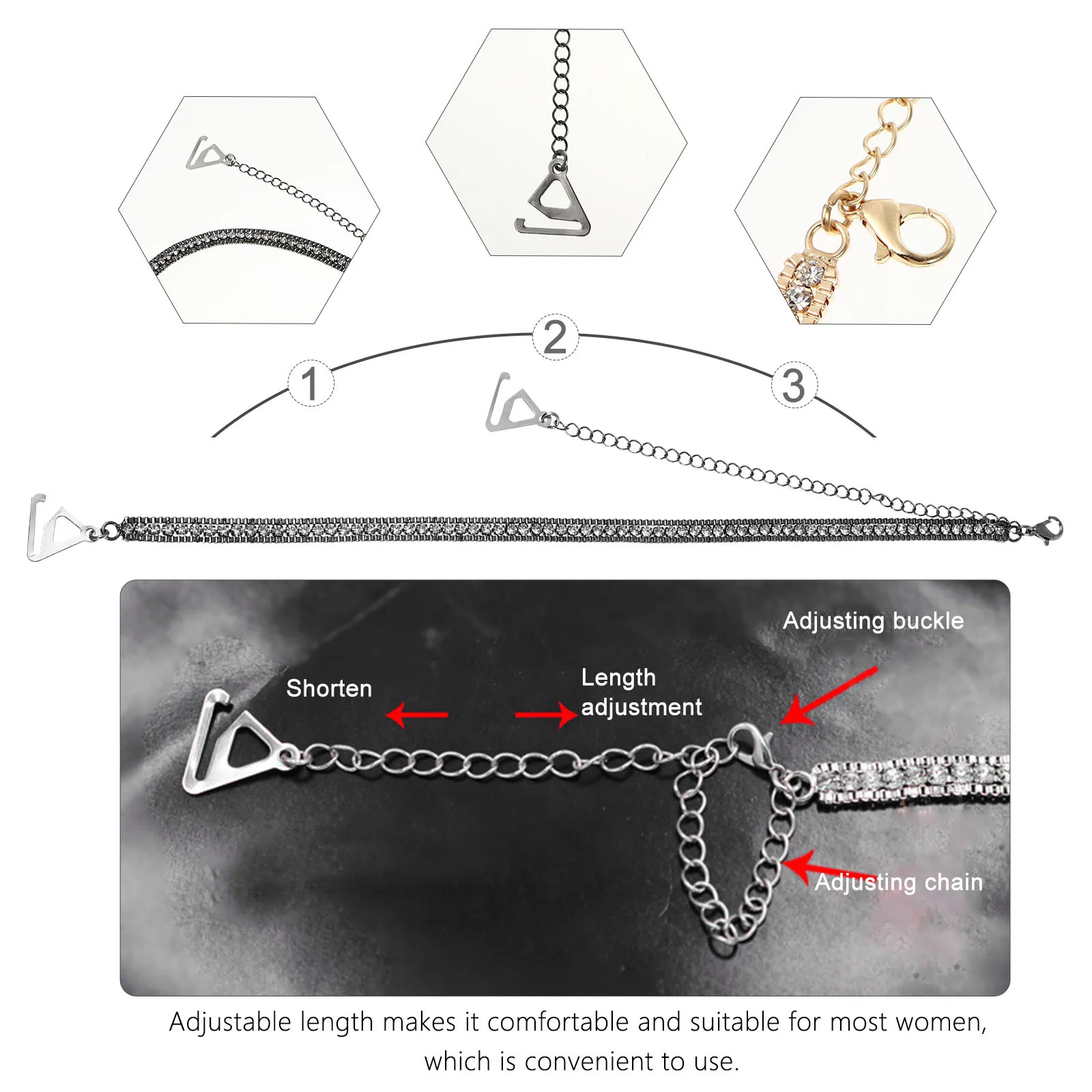 

2 Pairs Adjustable Shoulder Strap Bra Straps Pearl Rhinestone Anti Slip Women Lingerie Accessory Off Shoulder for Wedding