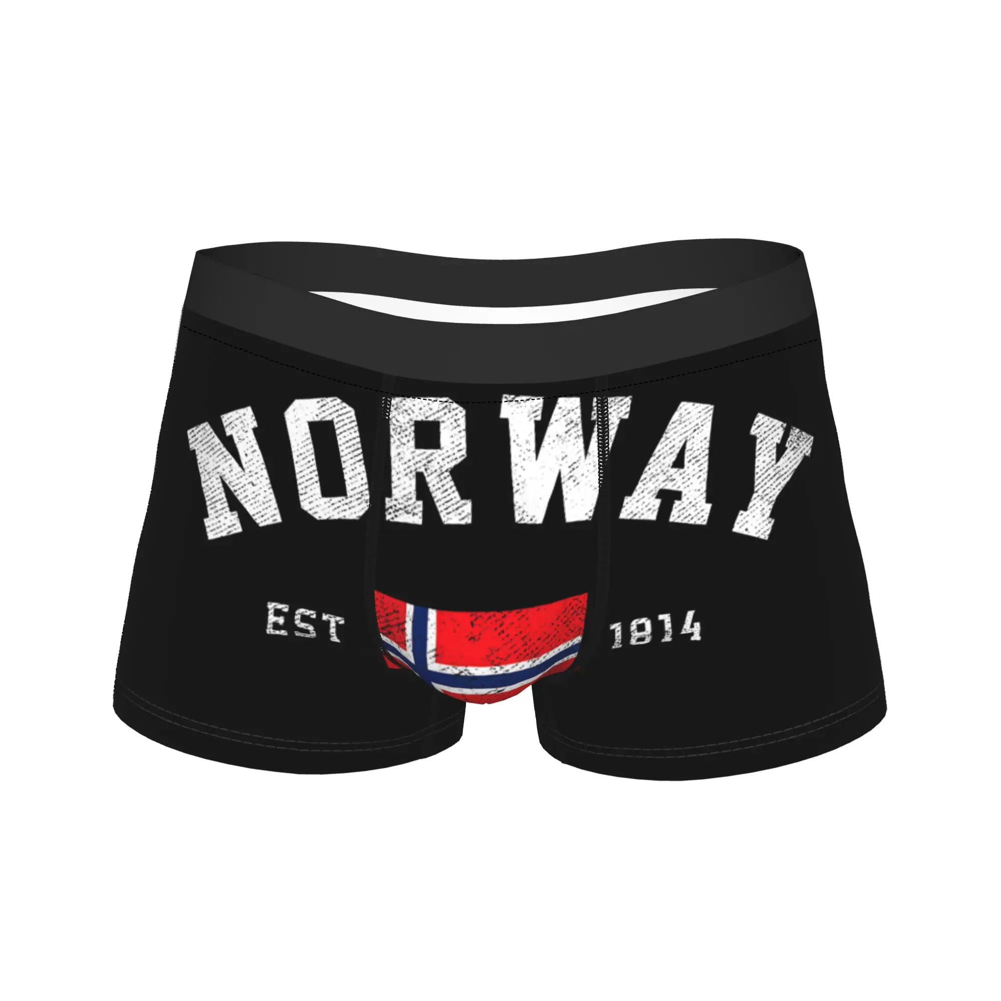 Norway Est. 1814 Norwegian Flag Independence Day Boxer Brief  Underwear Trenky Men Elastic Boxer Shorts Print Plus Size Panties
