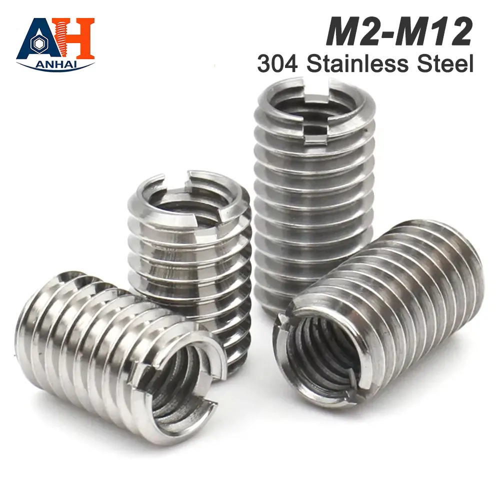 AH 1/2/3/5/10pcs M2-M12 Stainless Steel Sotted Inside Outside Self Tapping Thread Insert Adapter Screw Nuts Sleeve Converter Nut