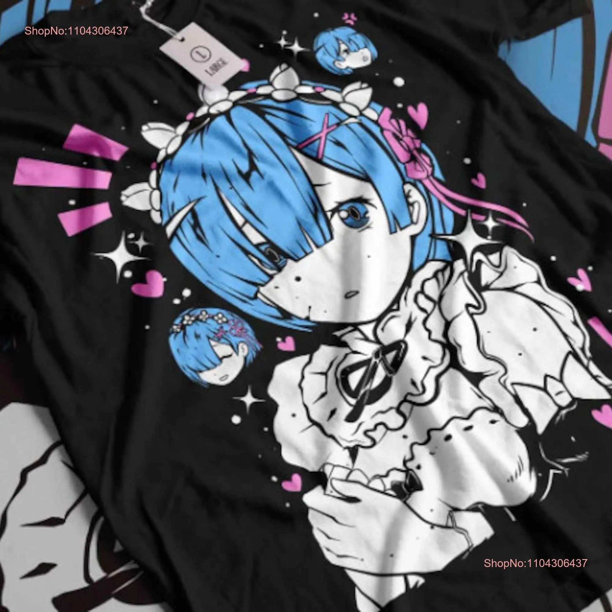 Re Zero Rem Ram estético Anime Vaporwave Jersey camiseta manga larga o corta