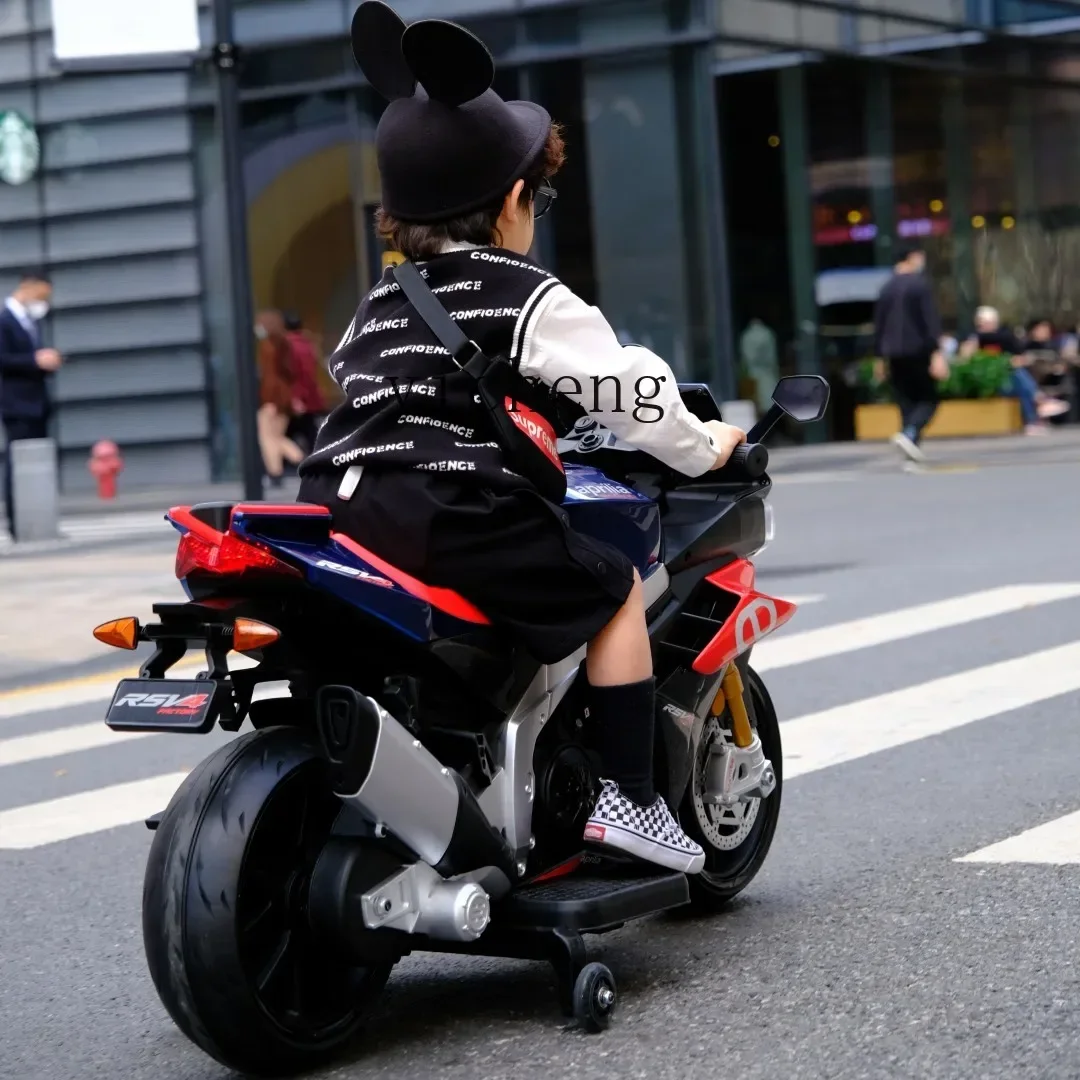 Tqh Kinder-Elektroauto, kann doppelte Männer und Frauen ab 3 Jahren sitzen, Baby-Kind-Lademotorrad-Spielzeug