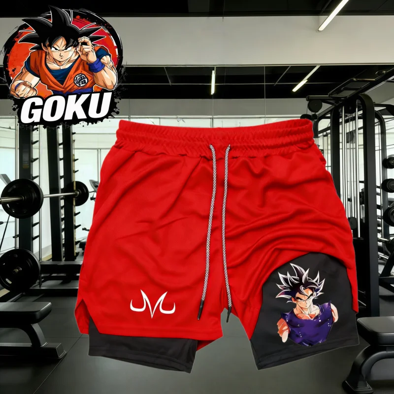 

Летние шорты 2-в-1 «Драгон Болл» 2026: Фиолетовый костюм Гоку с символом Маджин, оверсайз, дышащие, влагоотводящие, для фитнеса и уличной моды