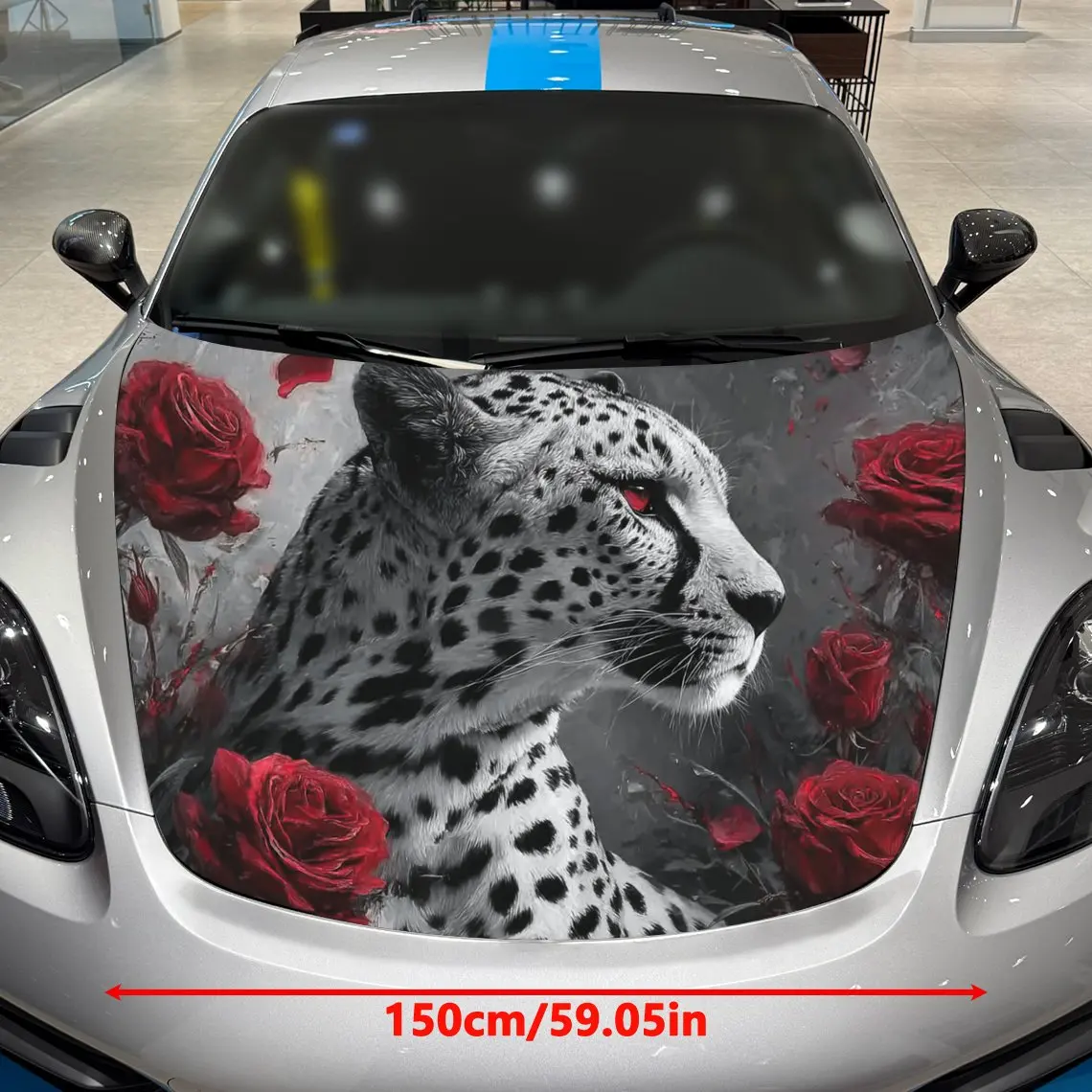 Leopard And Rose Car Hood Sticker, Durable PVC Vinyl Film Suitable For Most Vehicles, Hood Protection Film Gift, Car Parts | Rea