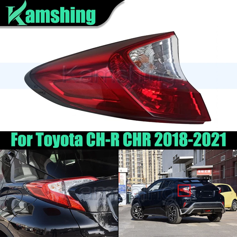 

Задний фонарь автомобиля для Toyota CH-R CHR 2018-2021, внешний задний фонарь, задний стоп-сигнал, стоп-сигнал, задний фонарь (низкая конфигурация)