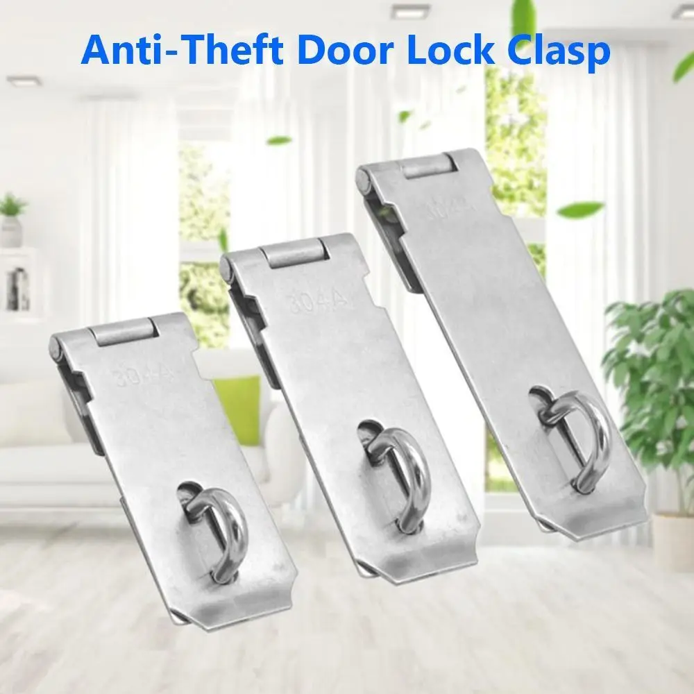 Stainless Steel Padlock Hasp Door Clasp Lock Burglar-proof Shed Latch Gate Bolt Door Buckle Practical Household Security Tool