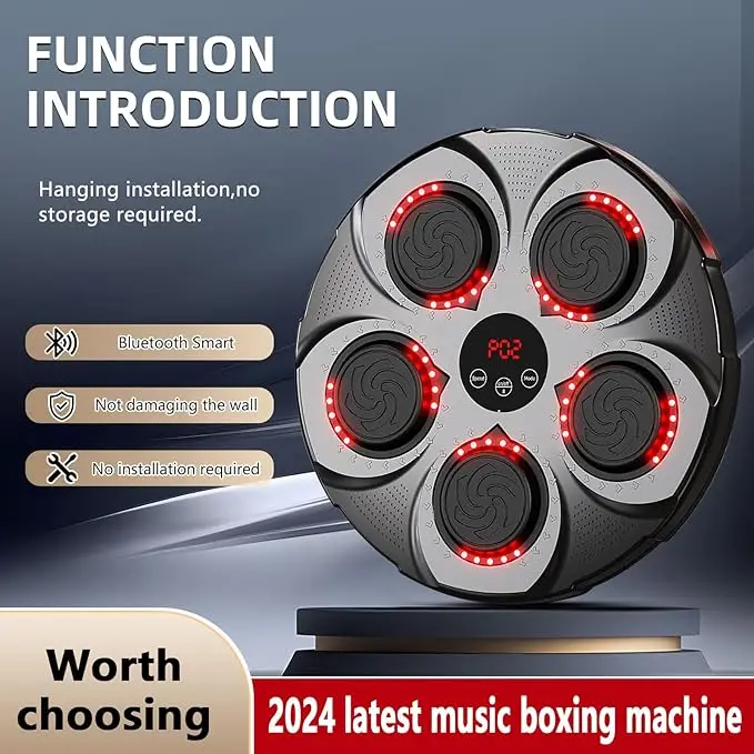 

Sale Music Boxing Machine with Boxing Gloves Bluetooth Wall Mounted Boxing Game Intelligent Punching Target Workout Equipment