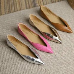 Women Shoe Brand Luxury Temperament Summer New French Pointed Leather Shoe Simple Comfort Single Shoe Sheepskin Elegant Low Heel