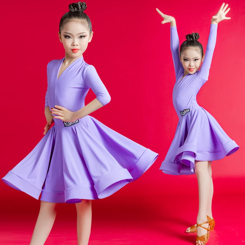 Nieuwe Stijl Latin Dance Kinderen Concurrentie Uniform Voor Meisjes Te Voeren Professionele Grote Rok Grading Uniform Voor Art Examina