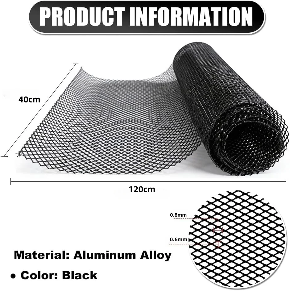 Car Grill Mesh Auto Grille Insert Bumper Rhombic Hole Mesh For Front Bumper Hood Vent Grille Inserts Car Exterior Radiator Mesh