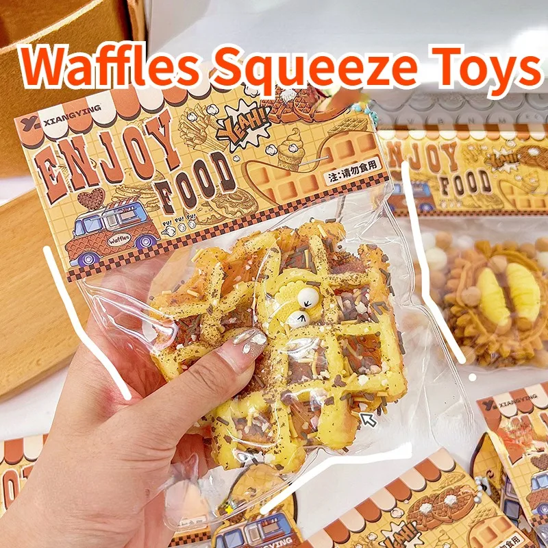 

1Pc Simulation Waffles Croissant Durian Cake Squeeze Toys Cute Stress Relief Decompression Squishy Kneading Toy