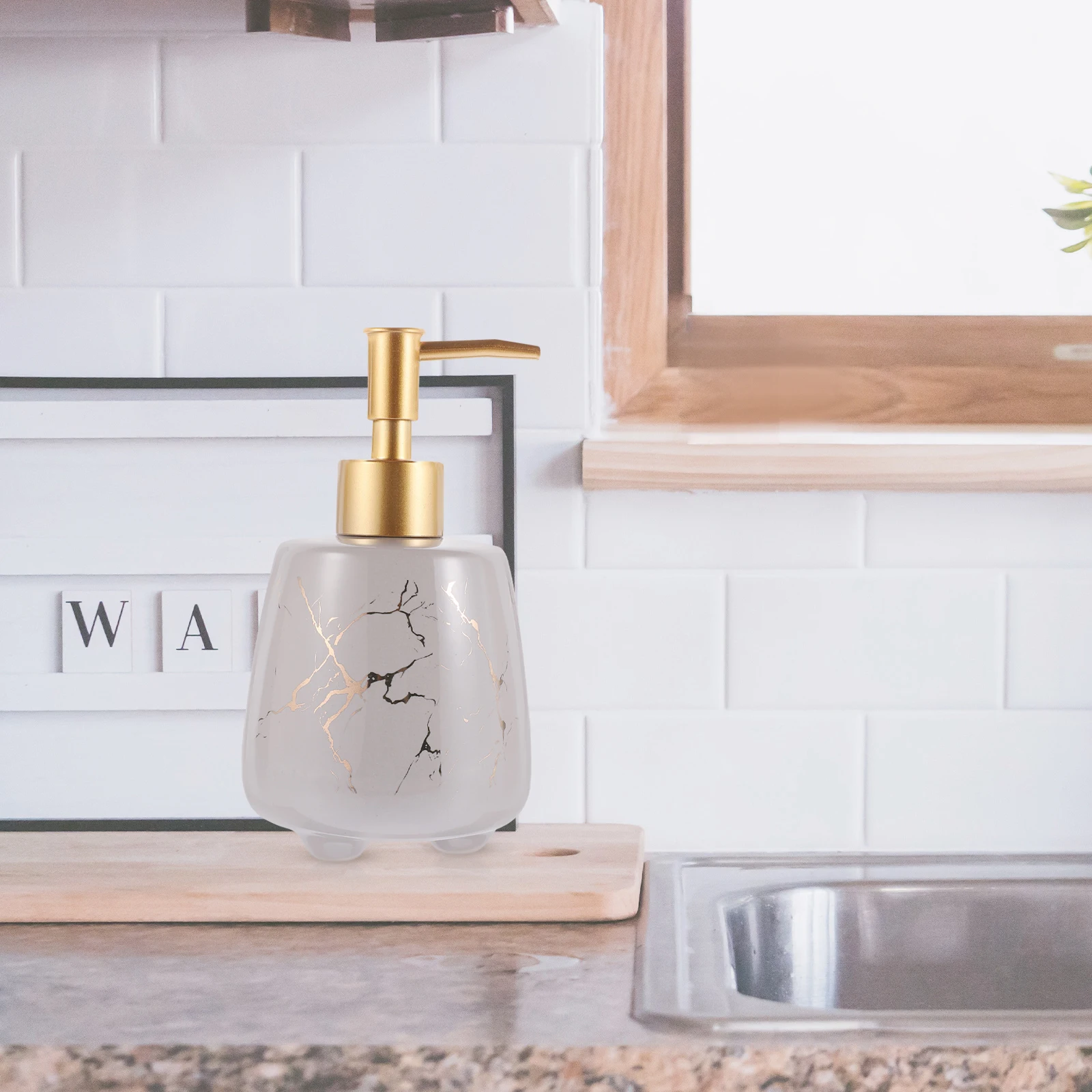 

Handwashing Fluid Marble Storage Bottle Travel Clear Pump Dispenser Ceramics with