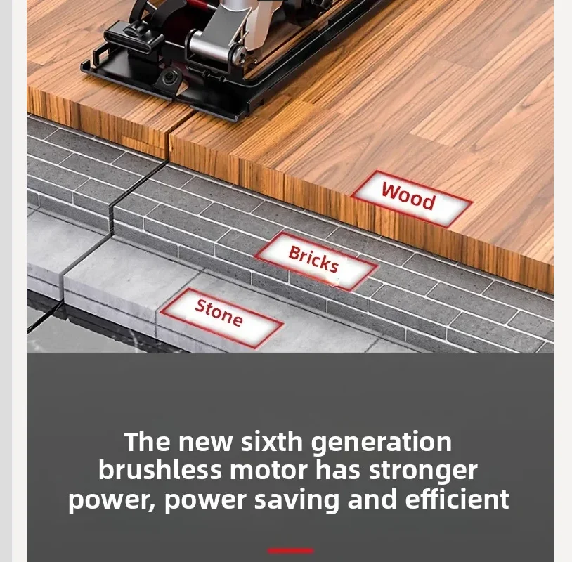 

110 В/220 В Бесщеточная литиевая батарея Электрическая циркулярная пила Перезаряжаемая беспроводная деревообрабатывающая ручная пила Электроинструменты F