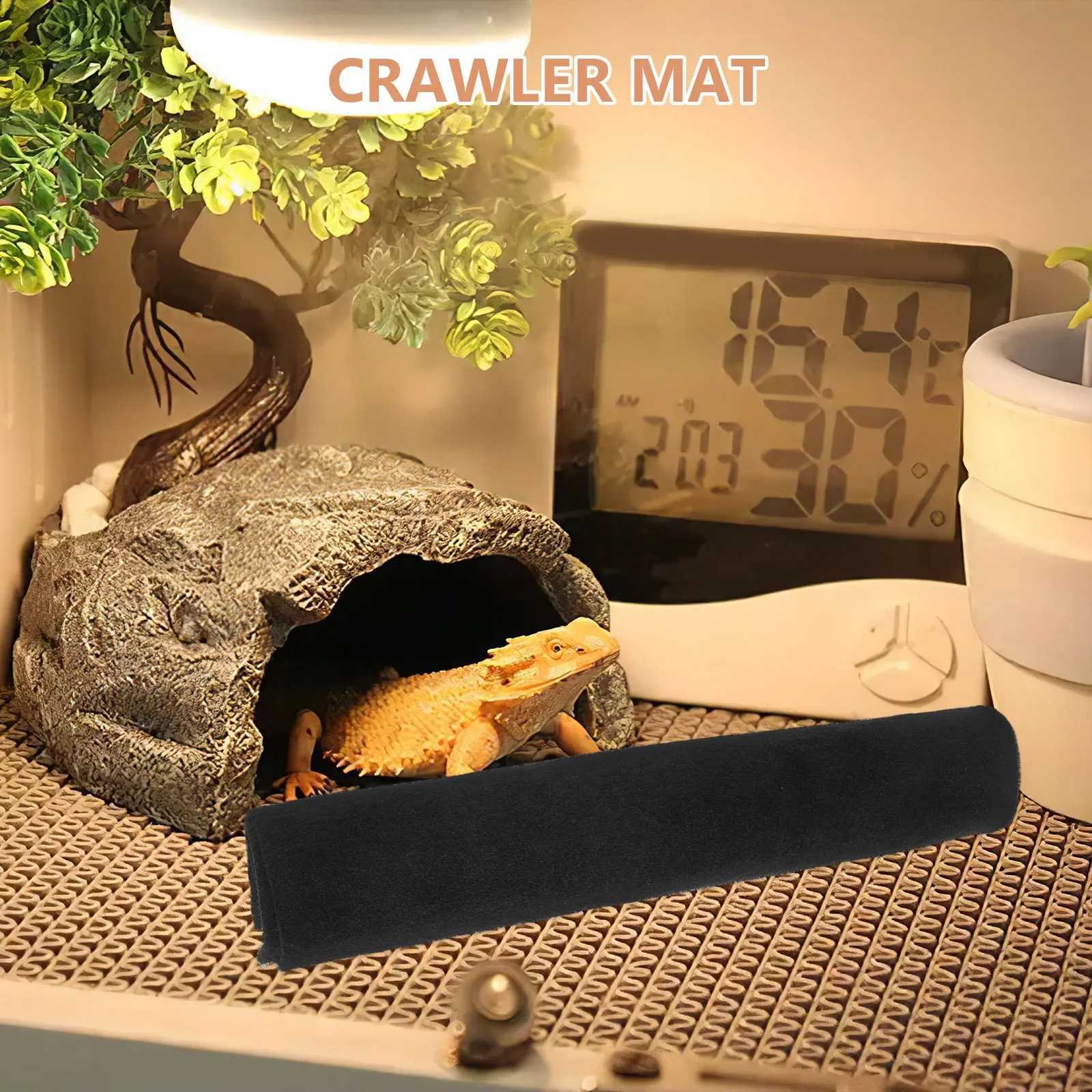 

Lizard Cage Carpet Black Reptile Bedding Mat Tortoise Tank Flooring Easy Clean Warm Retention Simple Stylish Pet Habitat