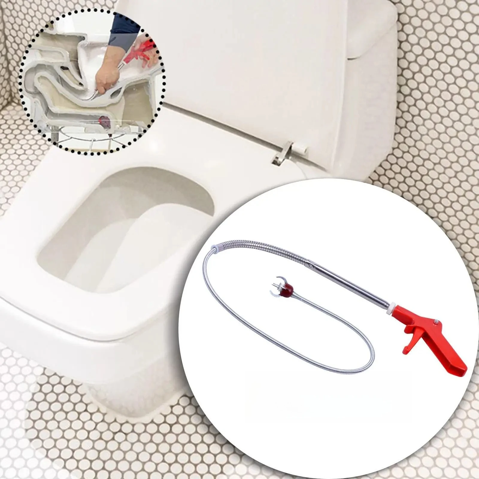 Toilet Auger Clog Remover Tool for Floor Drain Toilet Unclog Sink Bathtub Telescoping Toilet Auger Grabber Tool with Claw
